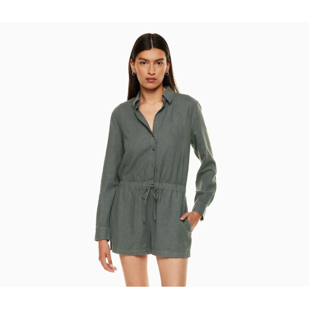 Aritzia The Group by Babaton Connel Linen Romper Mauve S Coastal Quiet Luxury
